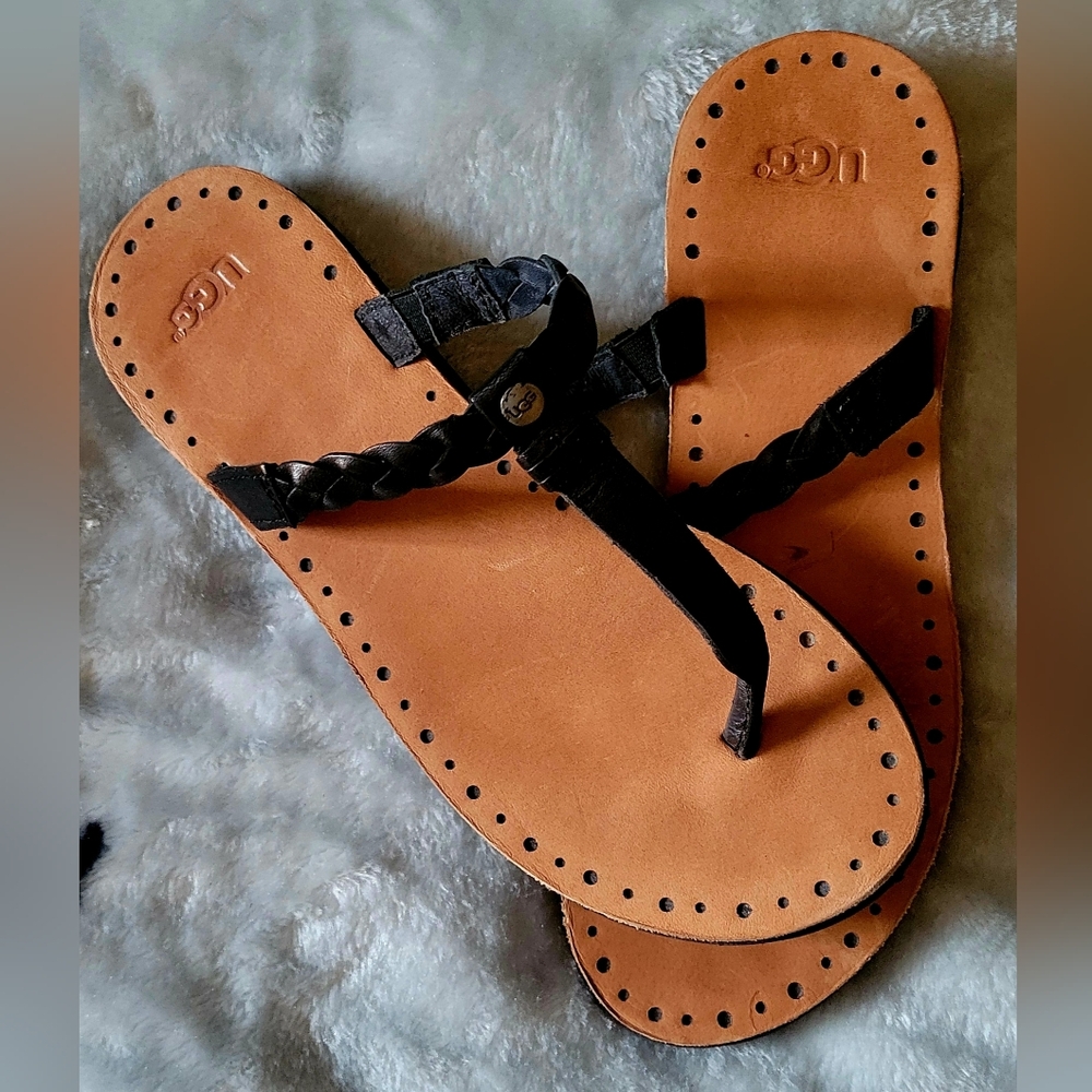UGG Black and Tan Women's Sandals